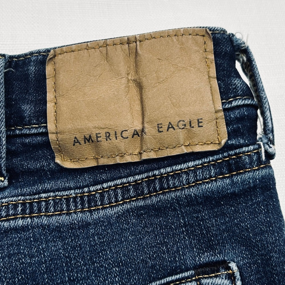 American Eagle Airflex+ Jeans Mens 38x36 Dark Wash Blue Denim Relaxed Straight - Picture 9 of 13